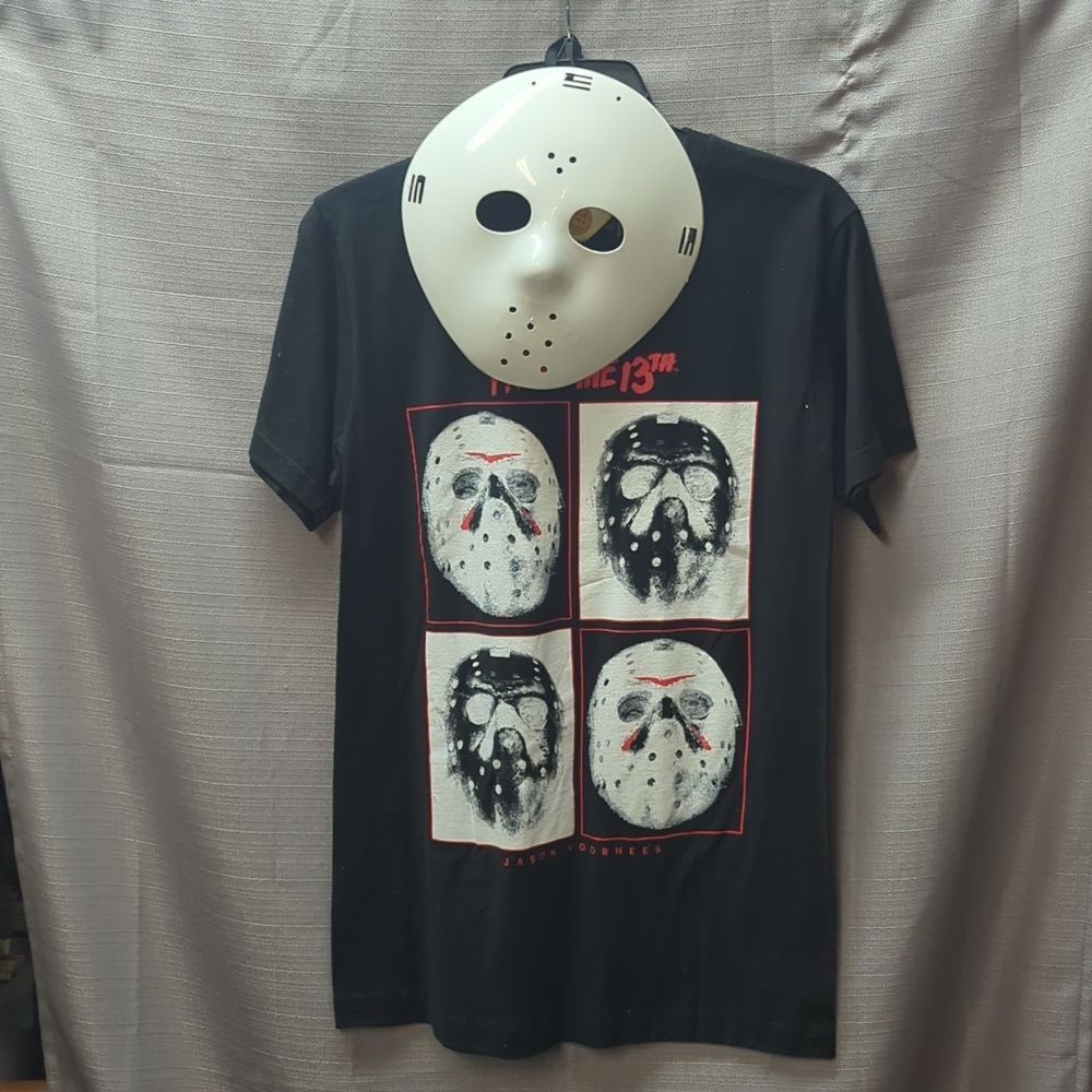 Friday the 13th, Jason Voorhees Hockey Masks Tee, with mask‎ men’s Sz S